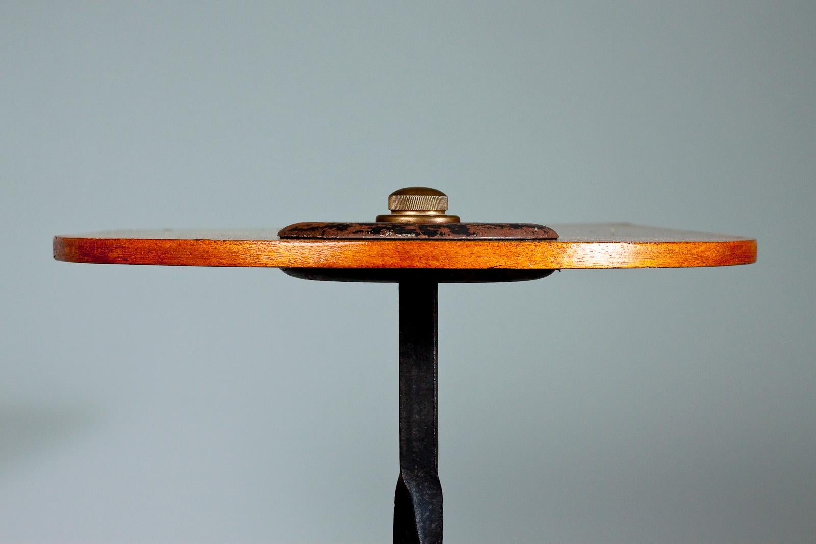 Blackened Early 20th Century Revolving Overbed Table