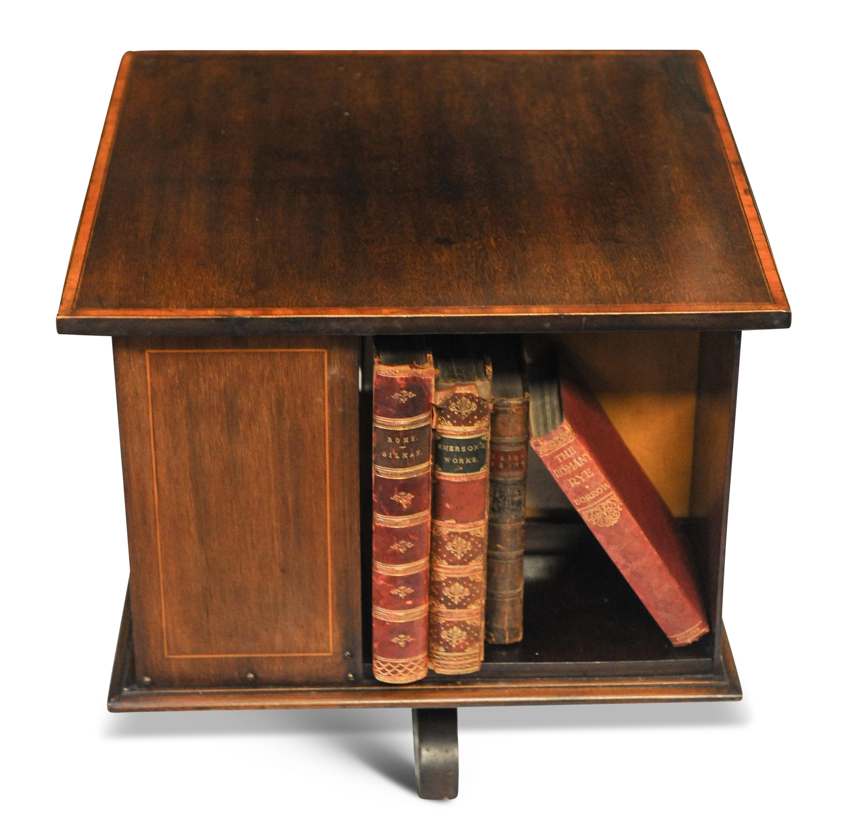 British Early 20th Century Revolving Tabletop Bookcase Handmade With In-Lay Detailing For Sale