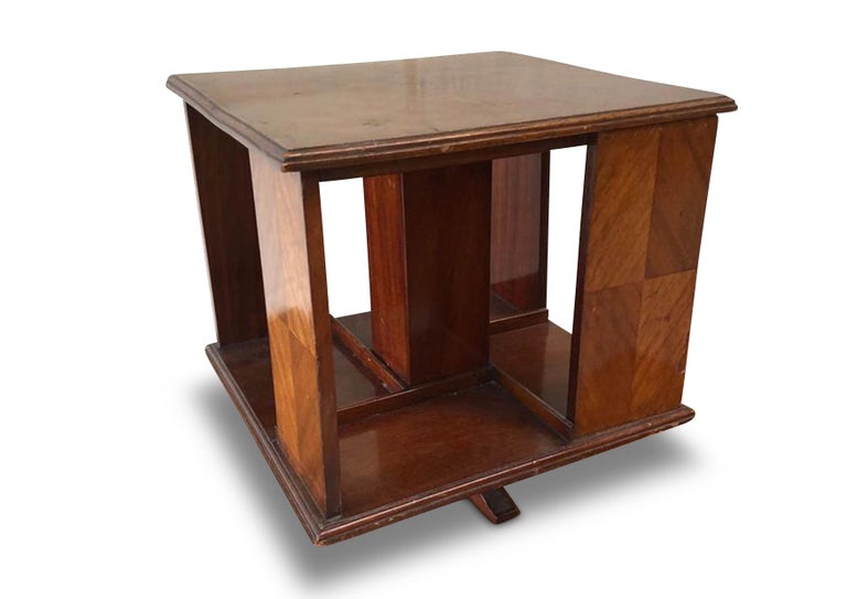 Early 20th Century Revolving Tabletop Bookcase Handmade With Parquetry