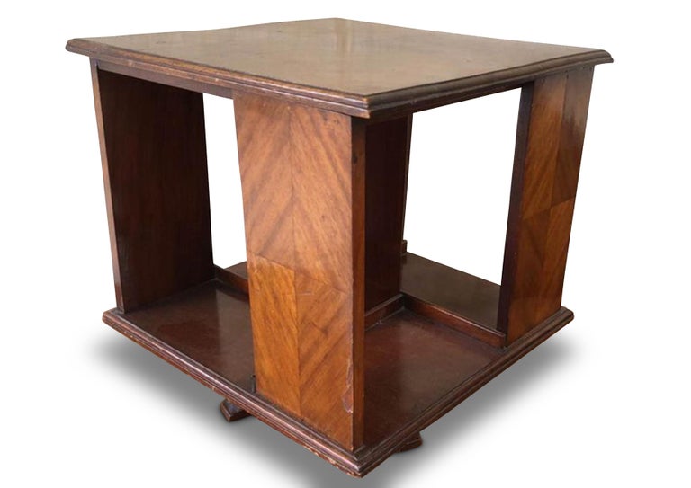 Early 20th Century Revolving Tabletop Bookcase Handmade With Parquetry