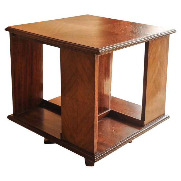 Early 20th Century Revolving Tabletop Bookcase Handmade With Parquetry