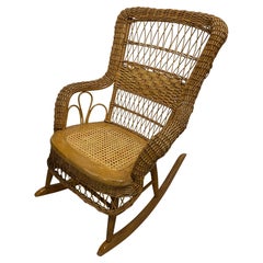 Early 20th Century Rocking Chair with Caned Seat
