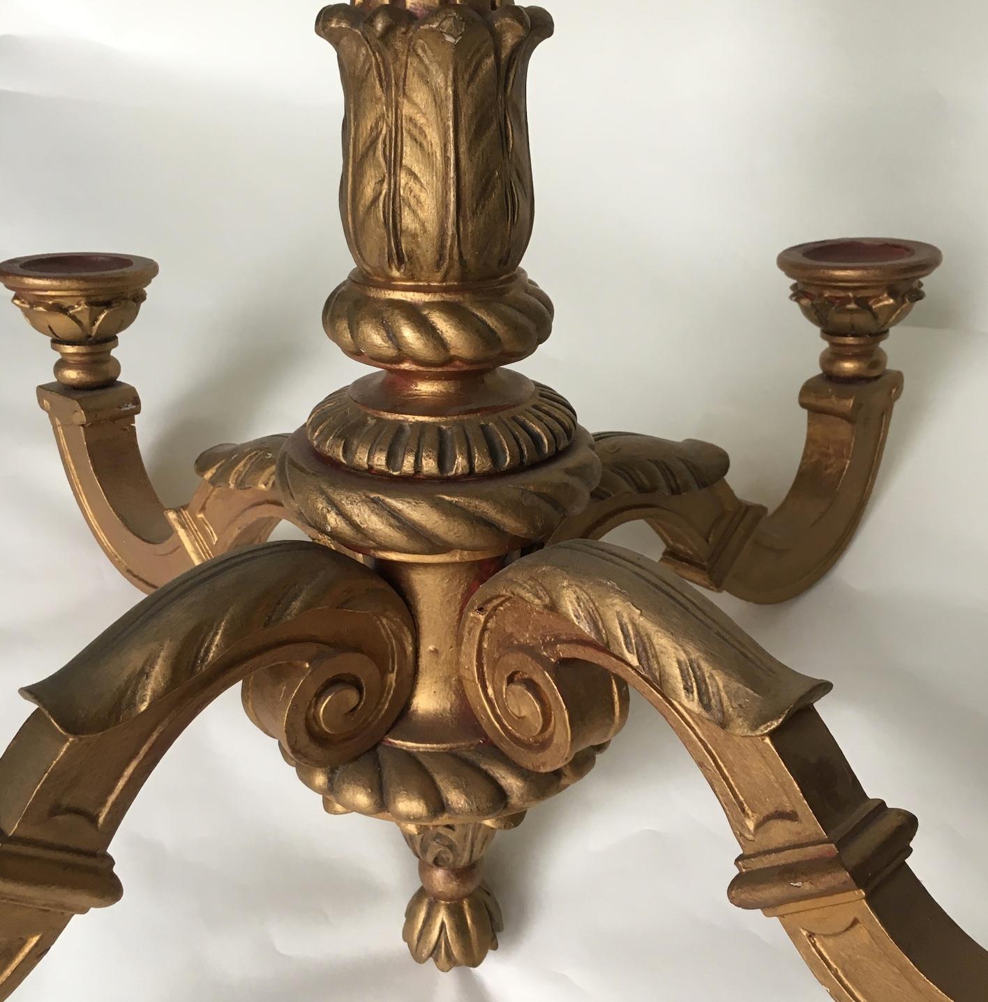Early 20th Century Rococo Giltwood Chandelier For Sale 3
