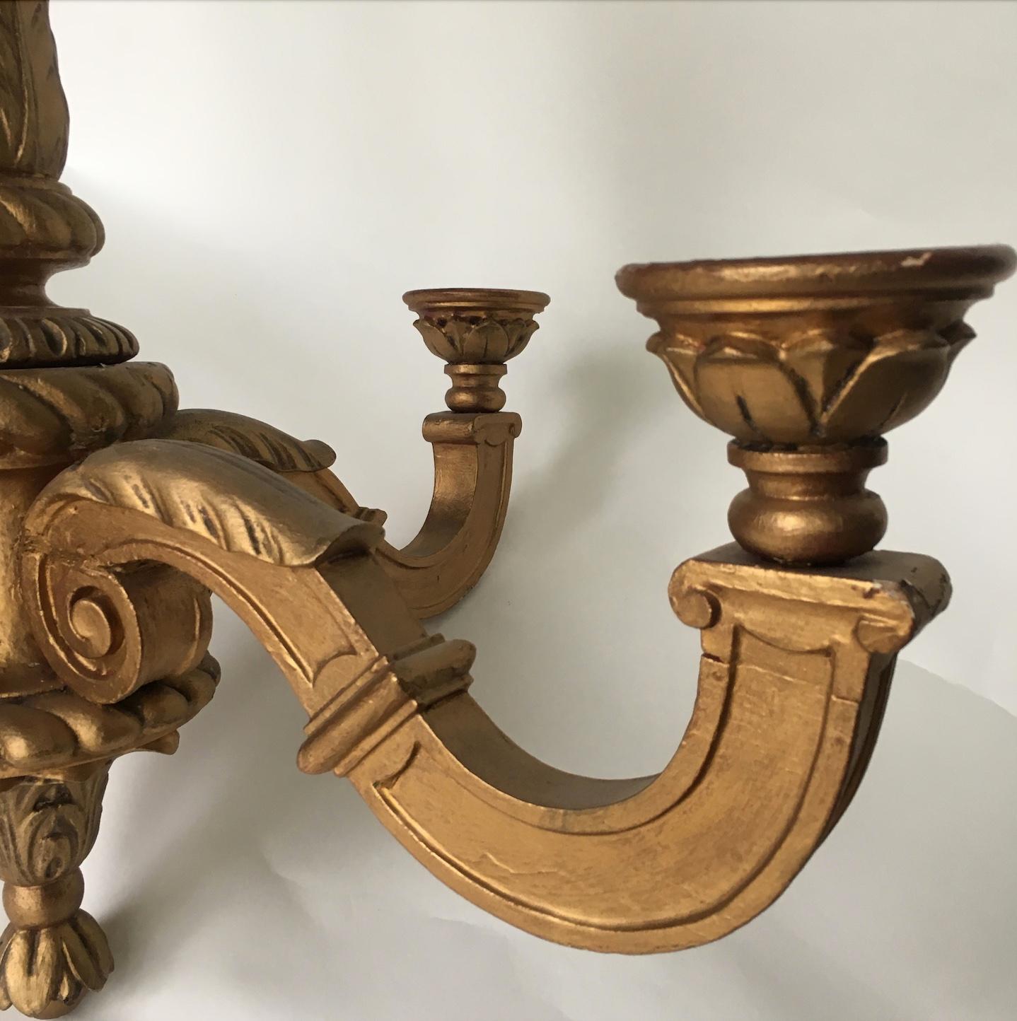 Early 20th Century Rococo Giltwood Chandelier For Sale 4