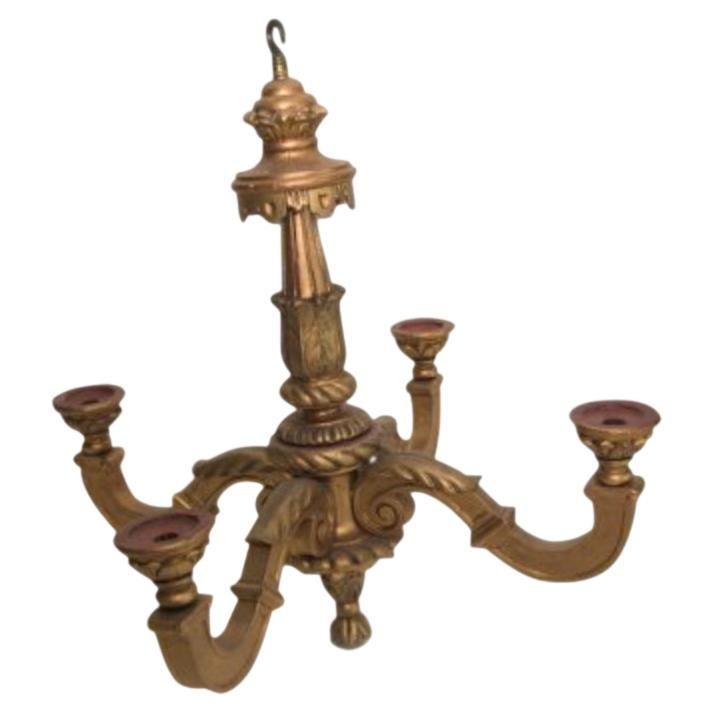 Lustre en bois doré rococo du début du XXe siècle