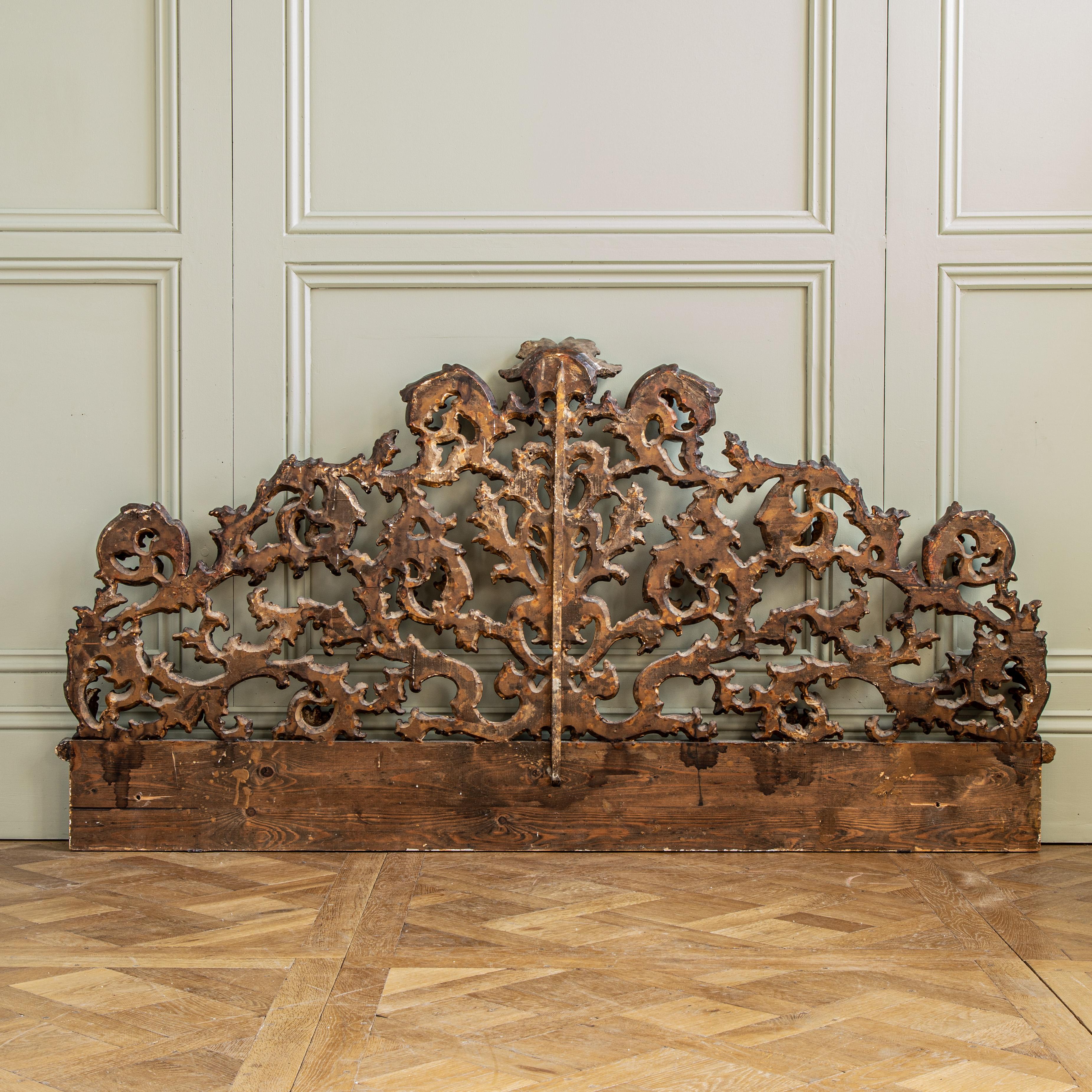 Wood Large Early 20th Century Rococo Headboard For Sale