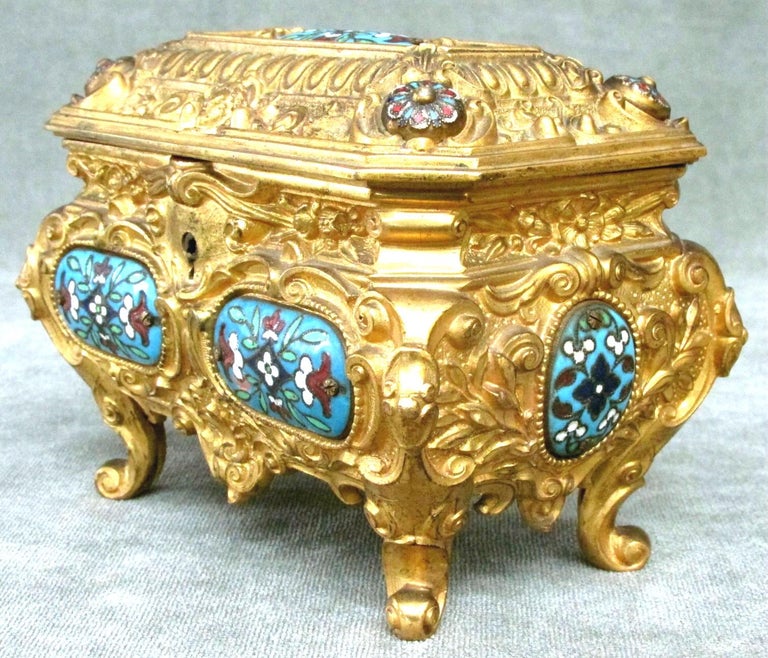 Early 20th Century Rococo Revival Gilt Bronze and Enamel Jewellery