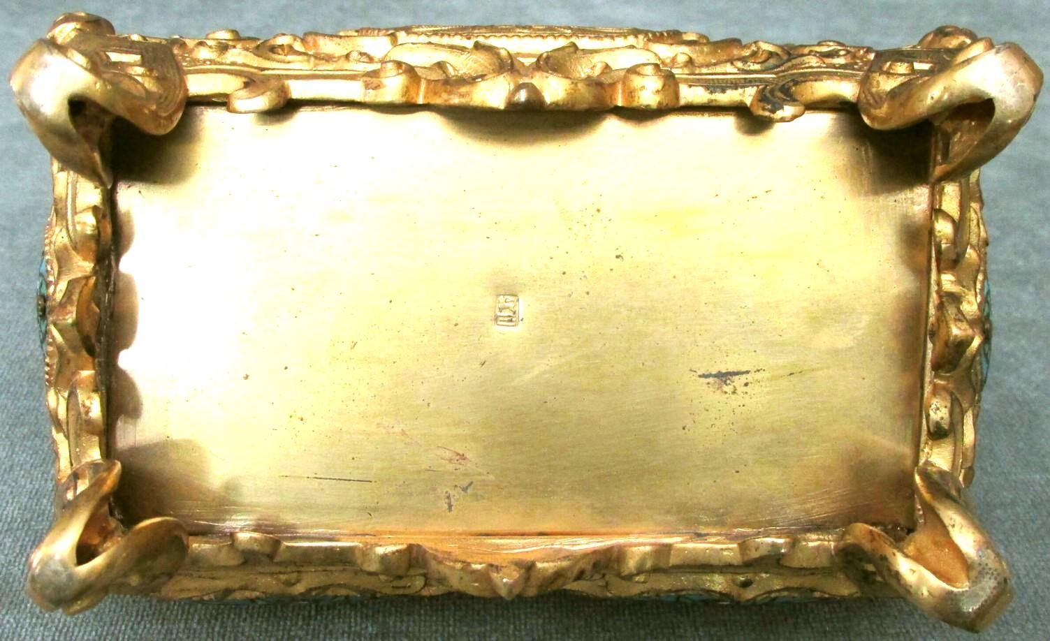 Early 20th Century Rococo Revival Gilt Bronze & Enamel Jewellery Casket 2