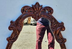 Early 20th Century  Rococo Style Carved Mahogany Wood Frame Wall Mirror