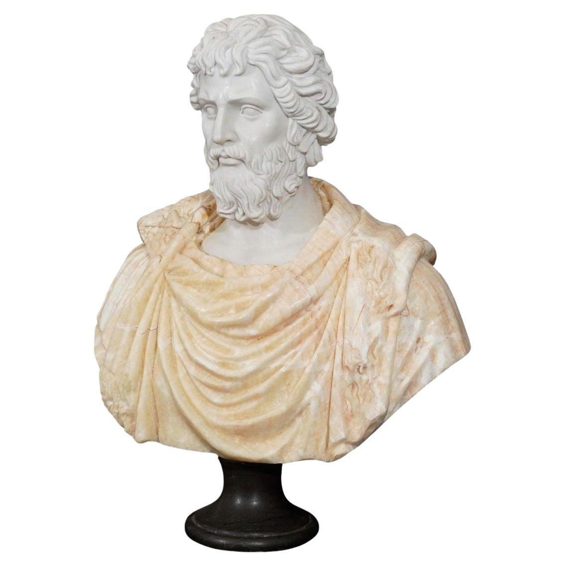 Mehrfarbige Marmorbüste des römischen Kaisers Septimius Severus aus dem frühen 20. Jahrhundert