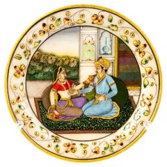 Early 20th Century Romantic Indian Mughal Marble Roundel 