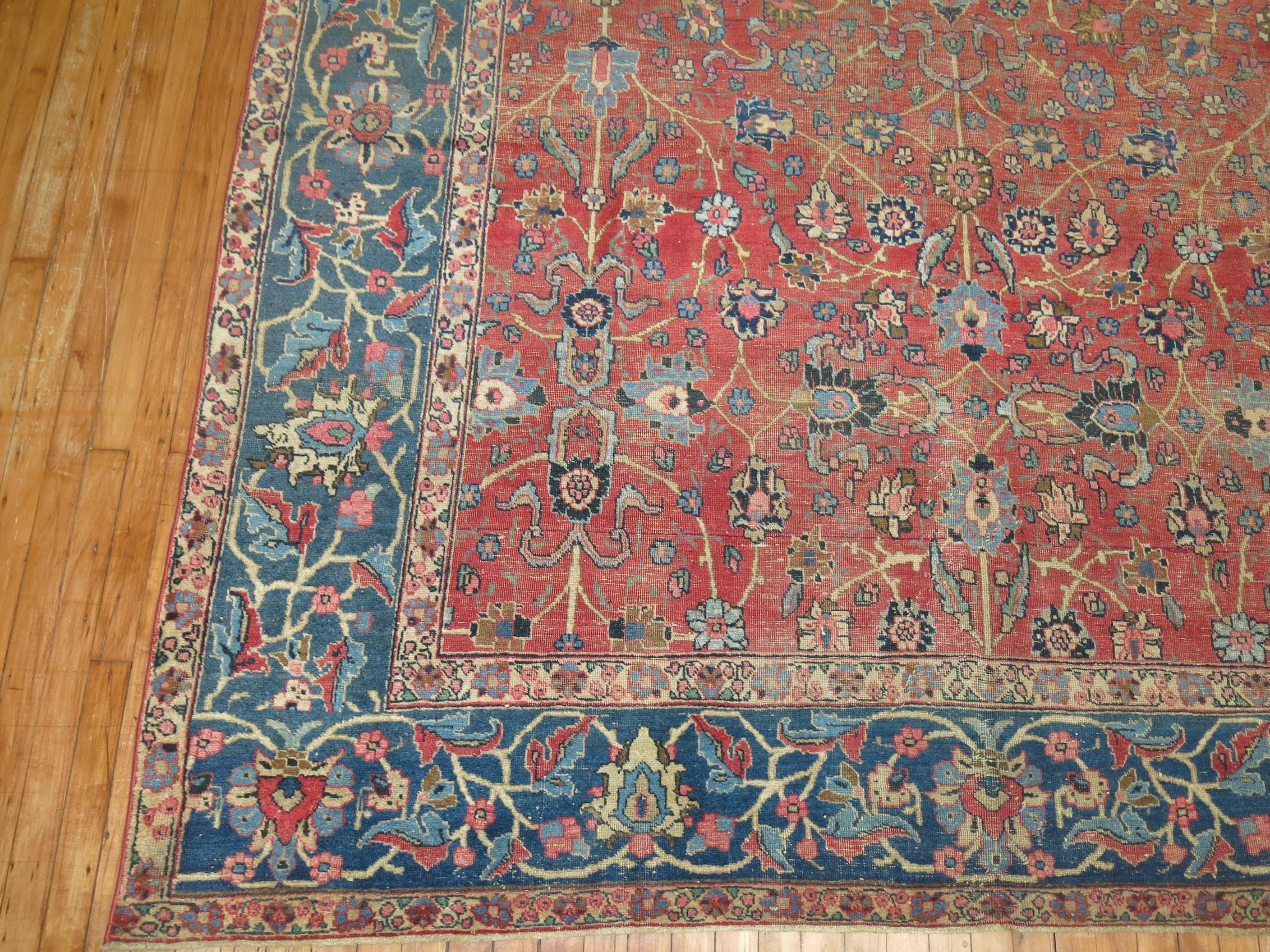 Early 20th Century Room Size Antique Persian Tabriz Rug For Sale 1
