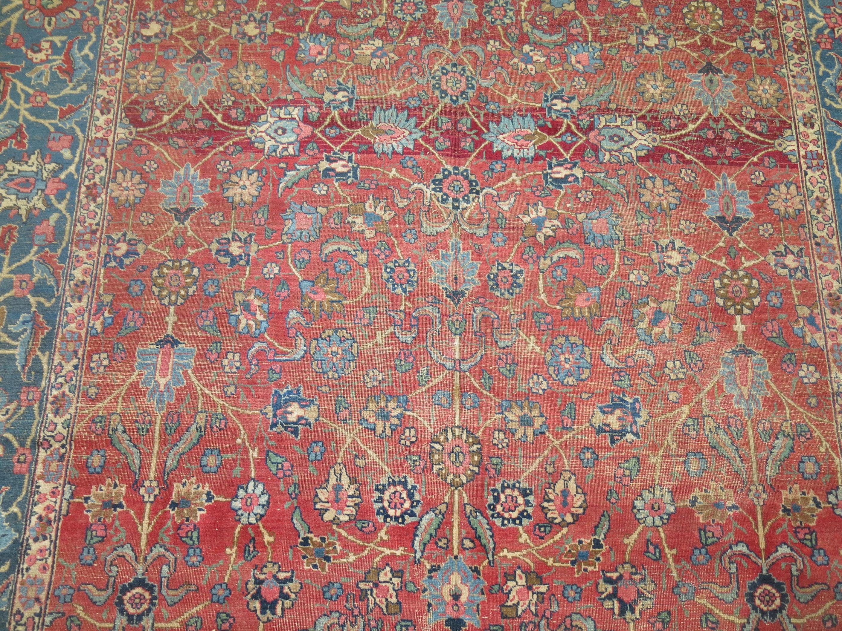 Early 20th Century Room Size Antique Persian Tabriz Rug For Sale 2