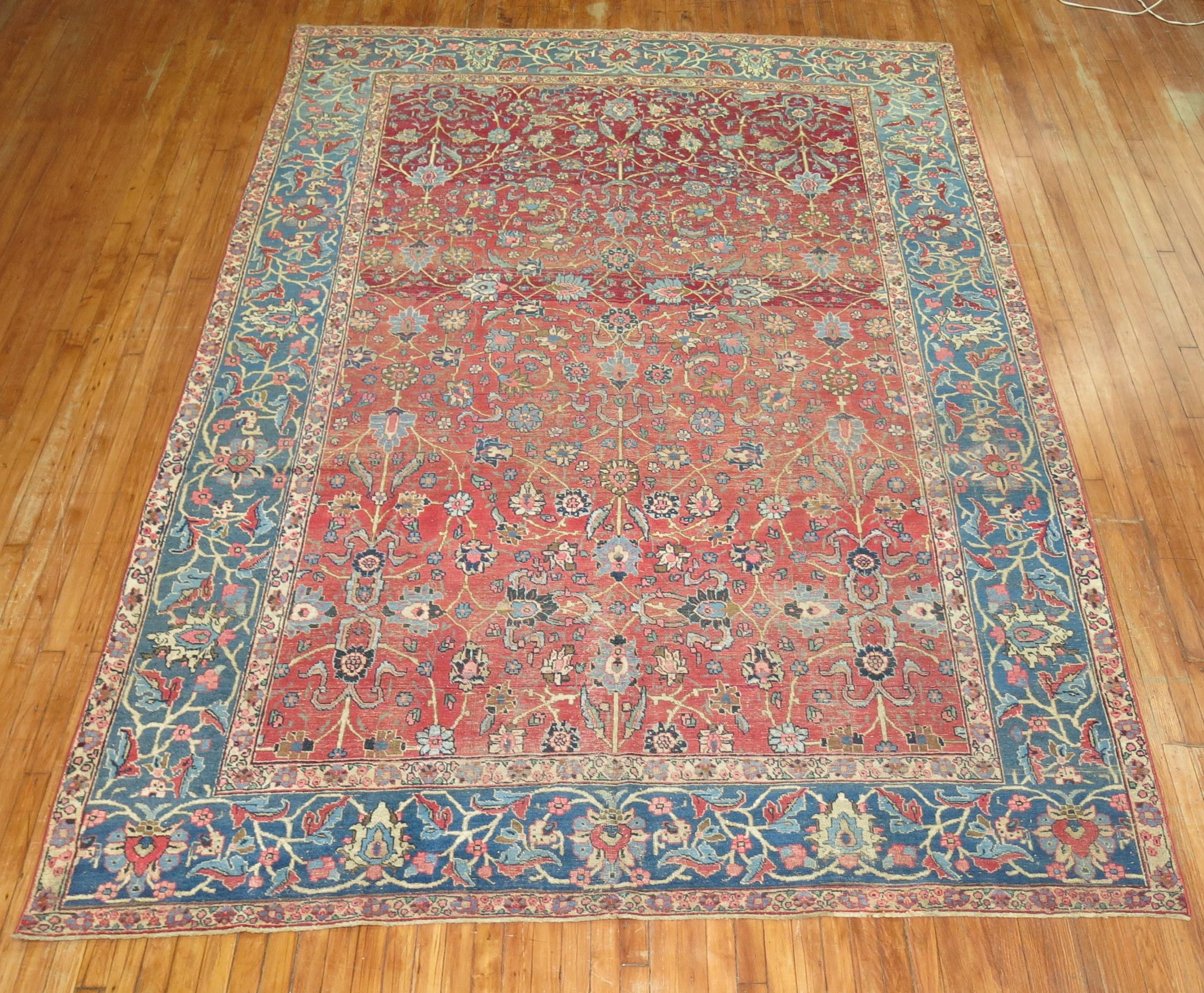 Early 20th Century Room Size Antique Persian Tabriz Rug For Sale 3