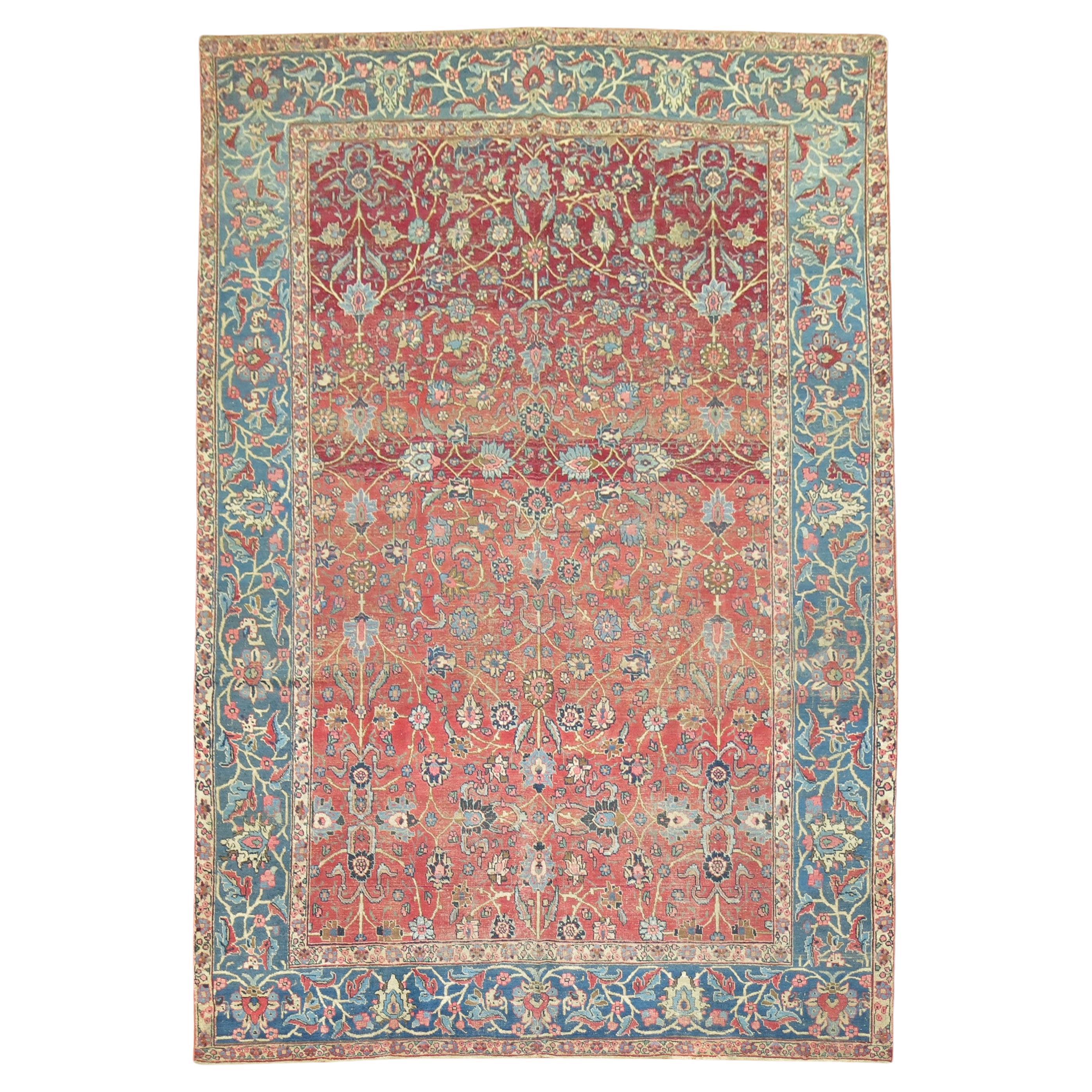 Early 20th Century Room Size Antique Persian Tabriz Rug For Sale