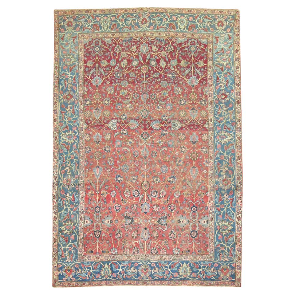 Early 20th Century Handmade Persian Tabriz Small Room Size Carpet in ...