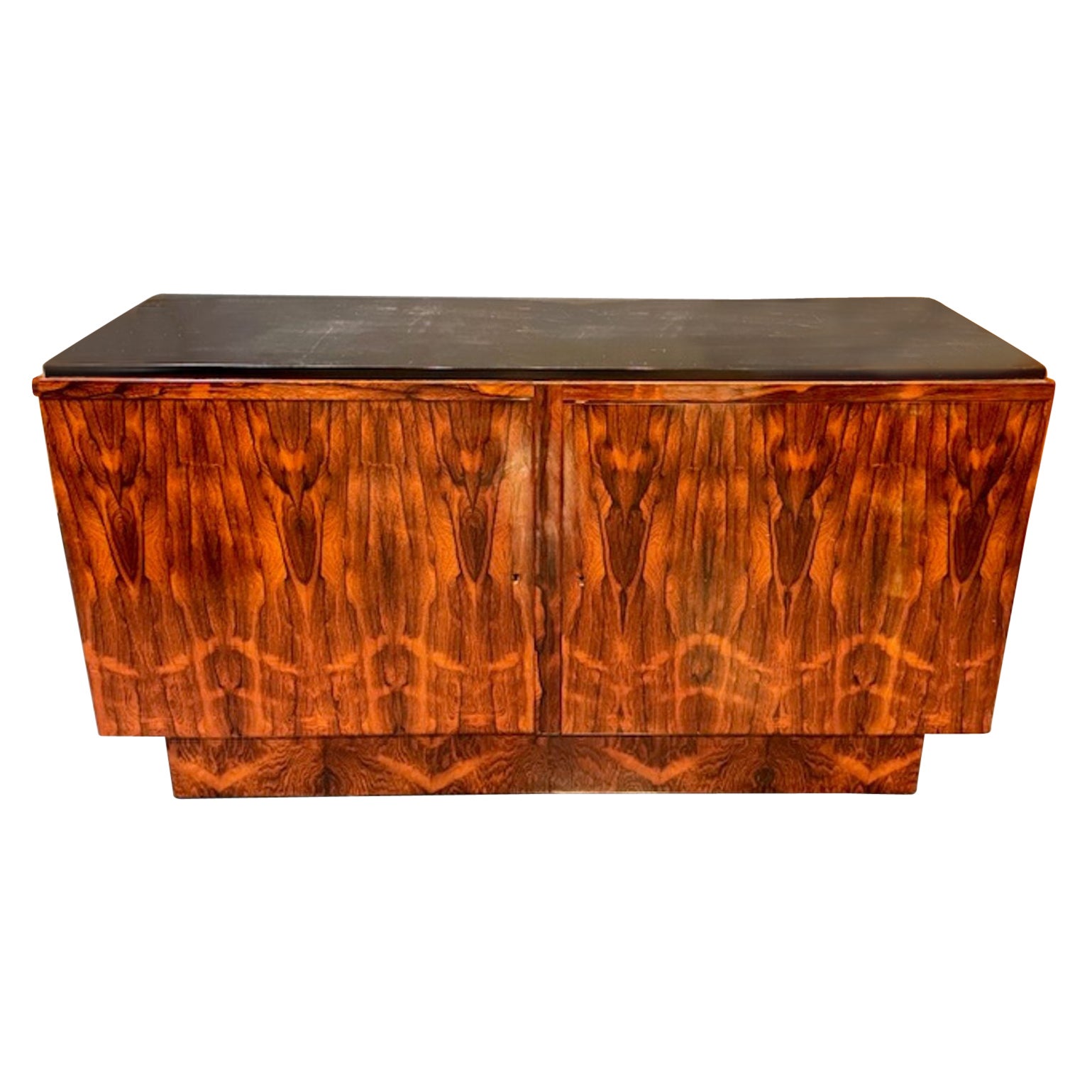 Early 20th Century Rosewood and Black Lacquer Side Cabinet