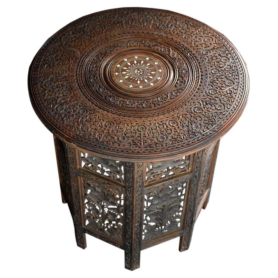 Anglo-Indian Solid Rosewood Elephant Table with Bone Inlay at 1stDibs