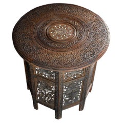 Early 20th Century Rosewood Bone Inlay Anglo Indian Occasional Table