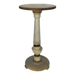 Early 20th Century Round Alabaster Marble Pedestal Drinks Side Spot Table, Italy