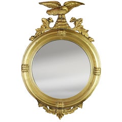 Early 20th Century Round Federal Mirror with Convex Glass