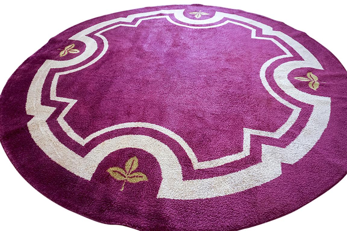 Early 20th Century Round French Art Deco Carpet, Size:9' 2