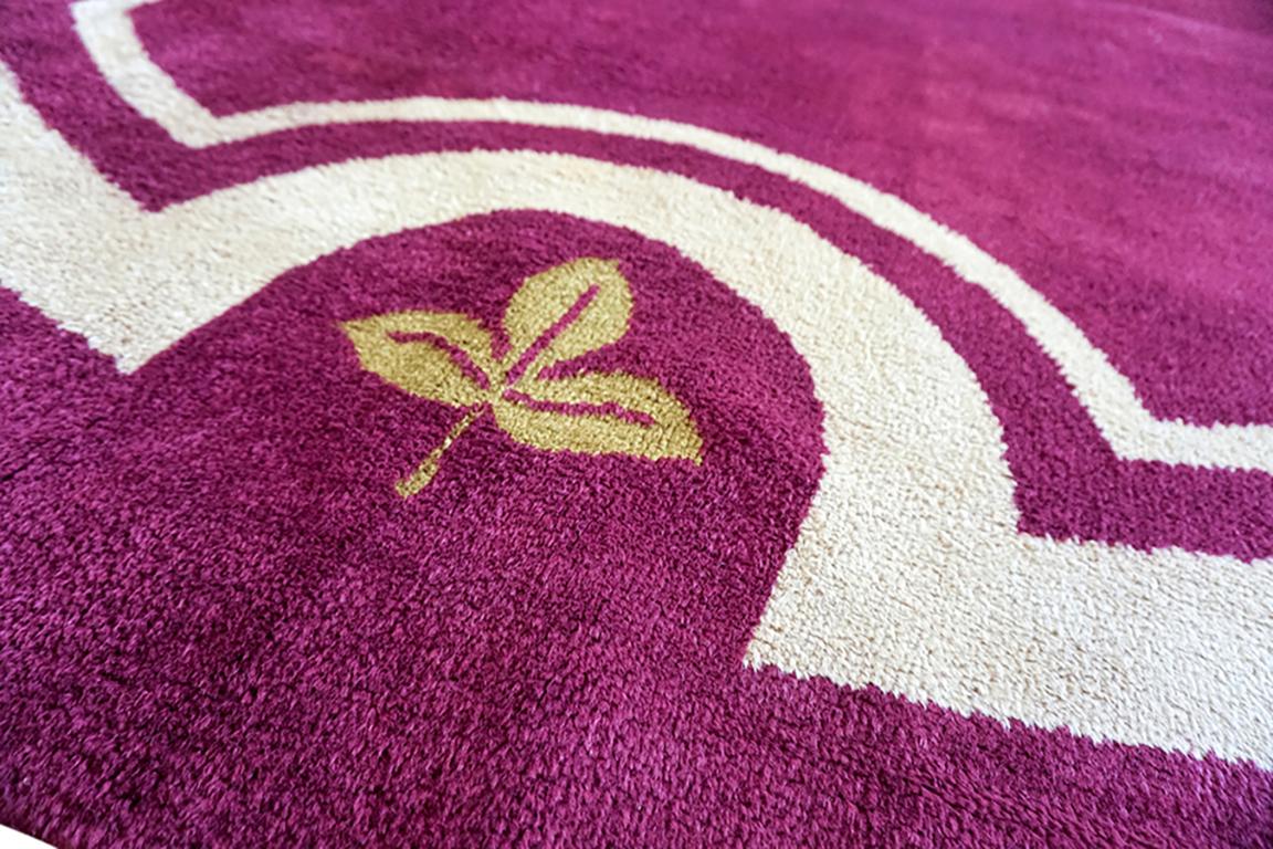 Mid-20th Century Early 20th Century Round French Art Deco Carpet 9' 2