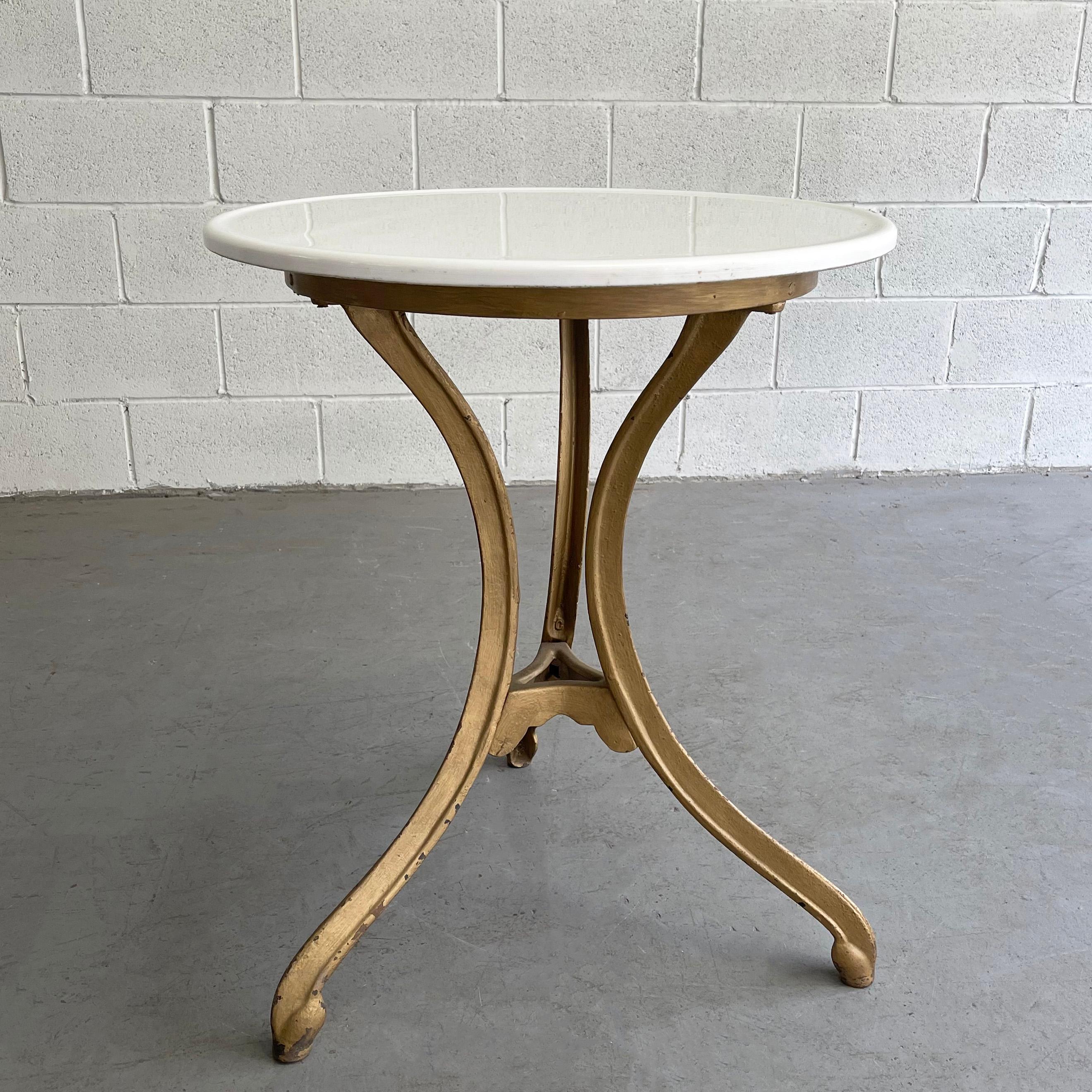 Painted Early 20th Century Round Vitrolite Glass Café Table