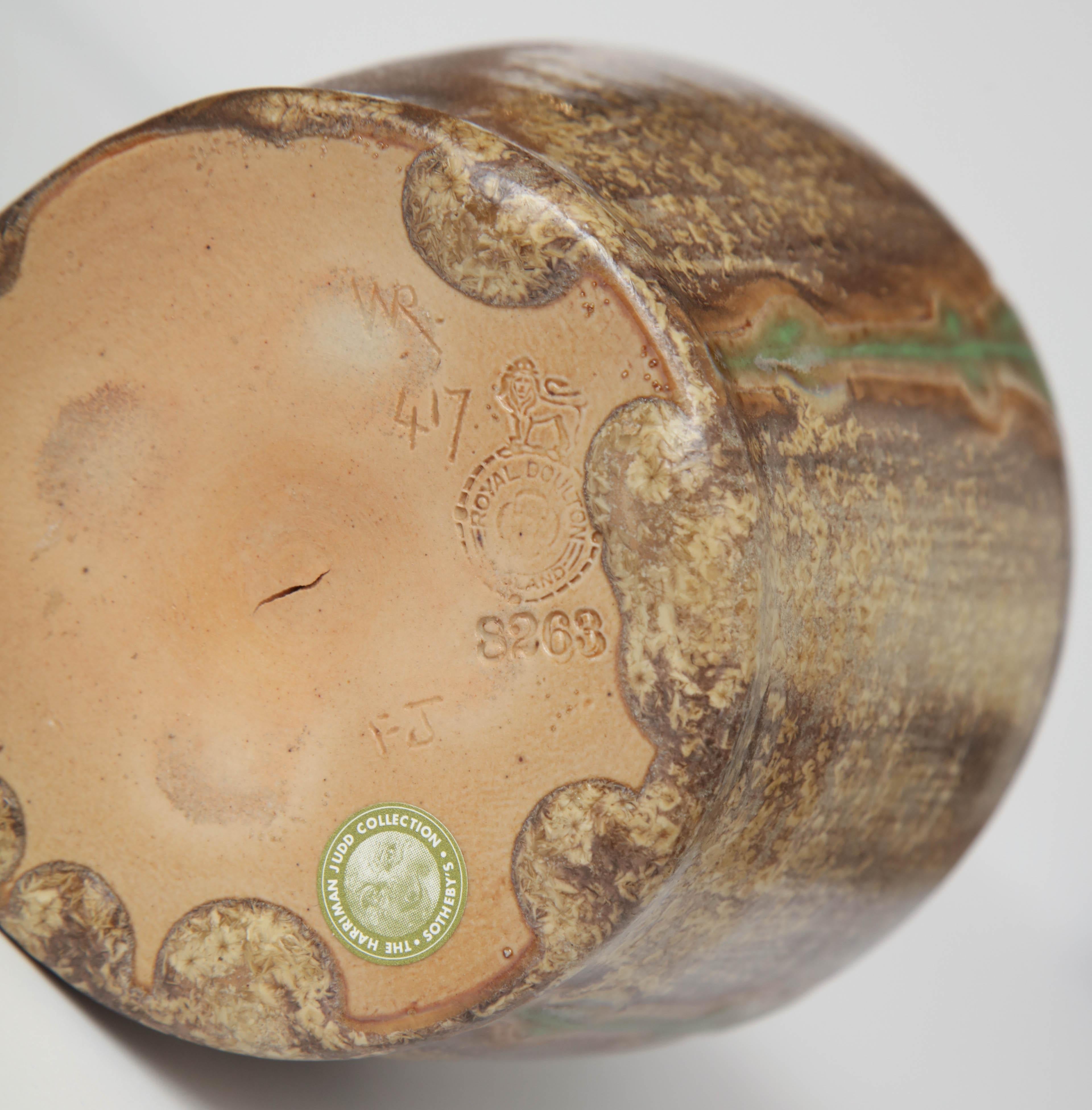 Early 20th Century Royal Doulton Stoneware Vase, William Rowe, 1920 In Good Condition In New York, NY
