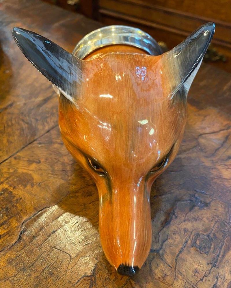 Early 20th Century Royale Stratford English Porcelain Fox Stirrup Cup 1