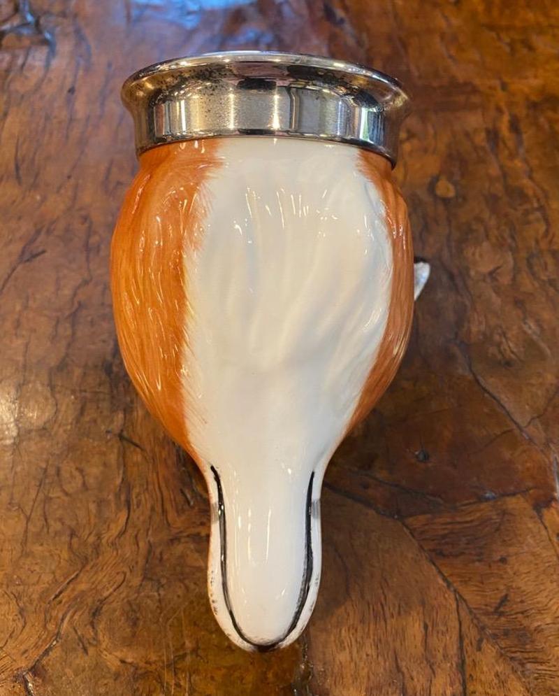 Early 20th Century Royale Stratford English Porcelain Fox Stirrup Cup 2