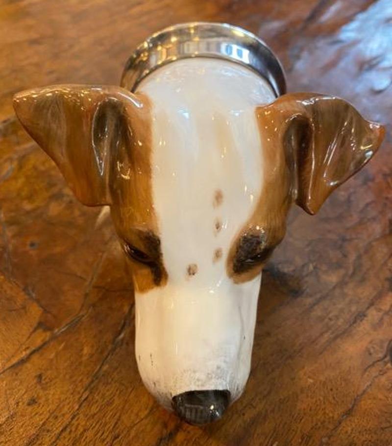 Hand-Painted Early 20th Century Royale Stratford English Porcelain Jack Russell Stirrup Cup