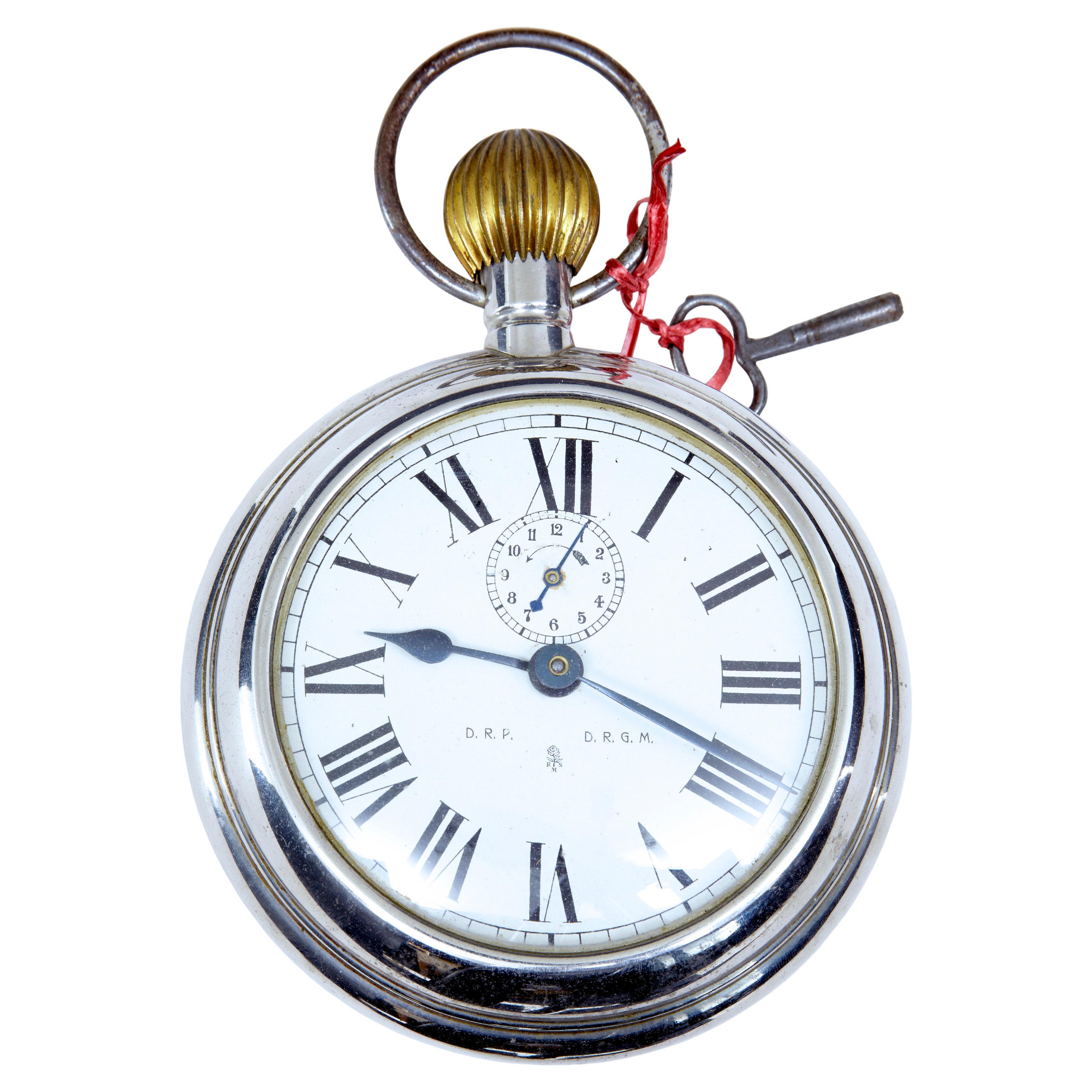 Early 20th Century RSM German Clock Oversized Pocket Watch by D.R.G.M