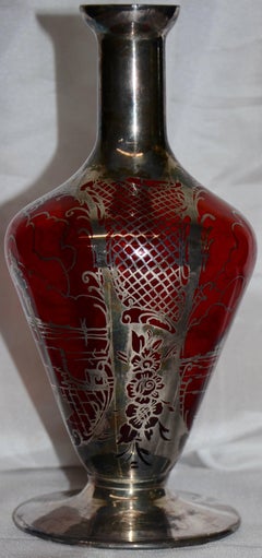 Ruby with Silver Overlay Vase