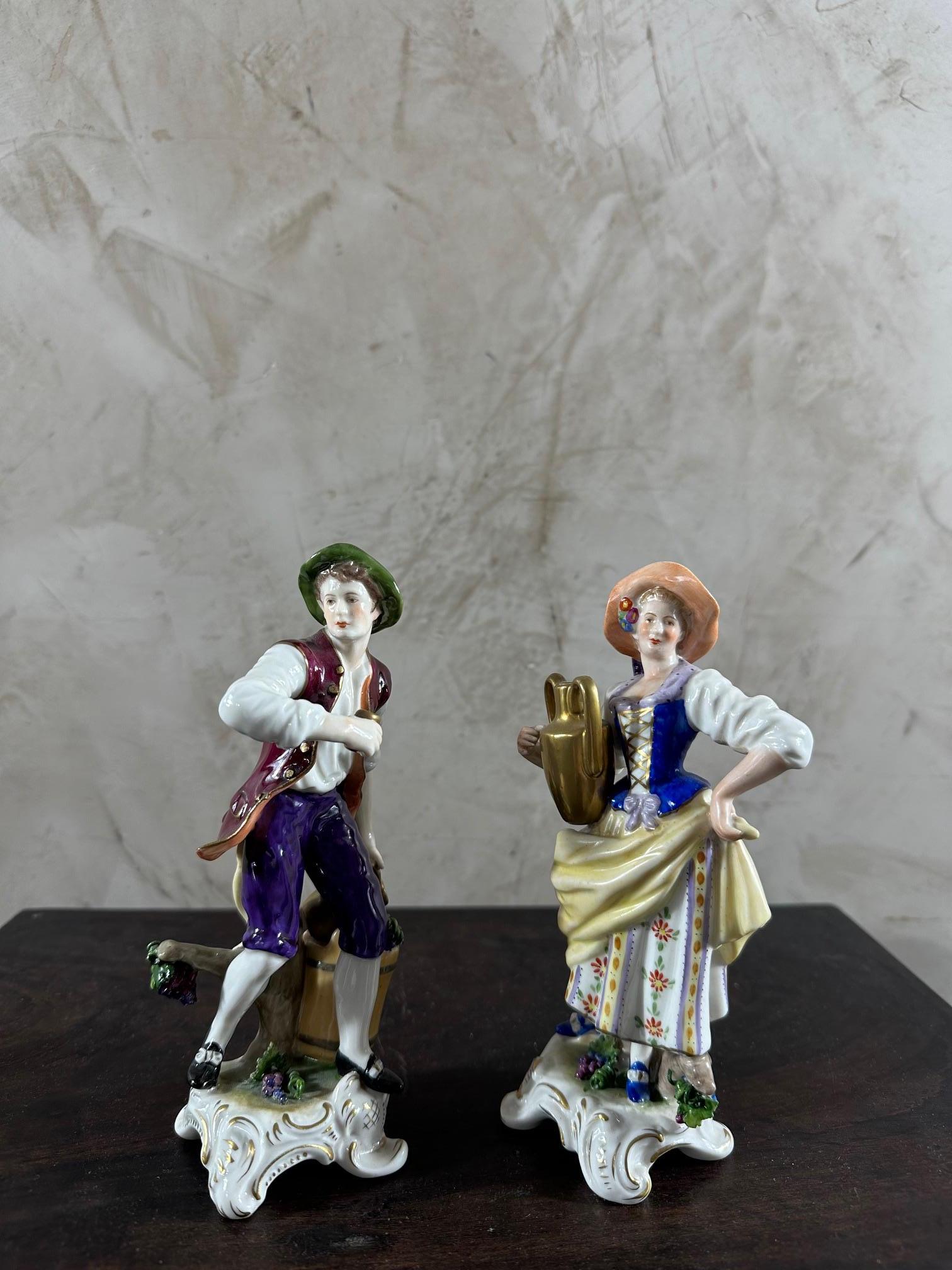 German Early 20th century Rudolf Kammer Porcelain Pair of Figurative Statue