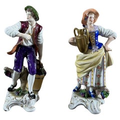 Early 20th century Rudolf Kammer Porcelain Pair of Figurative Statue