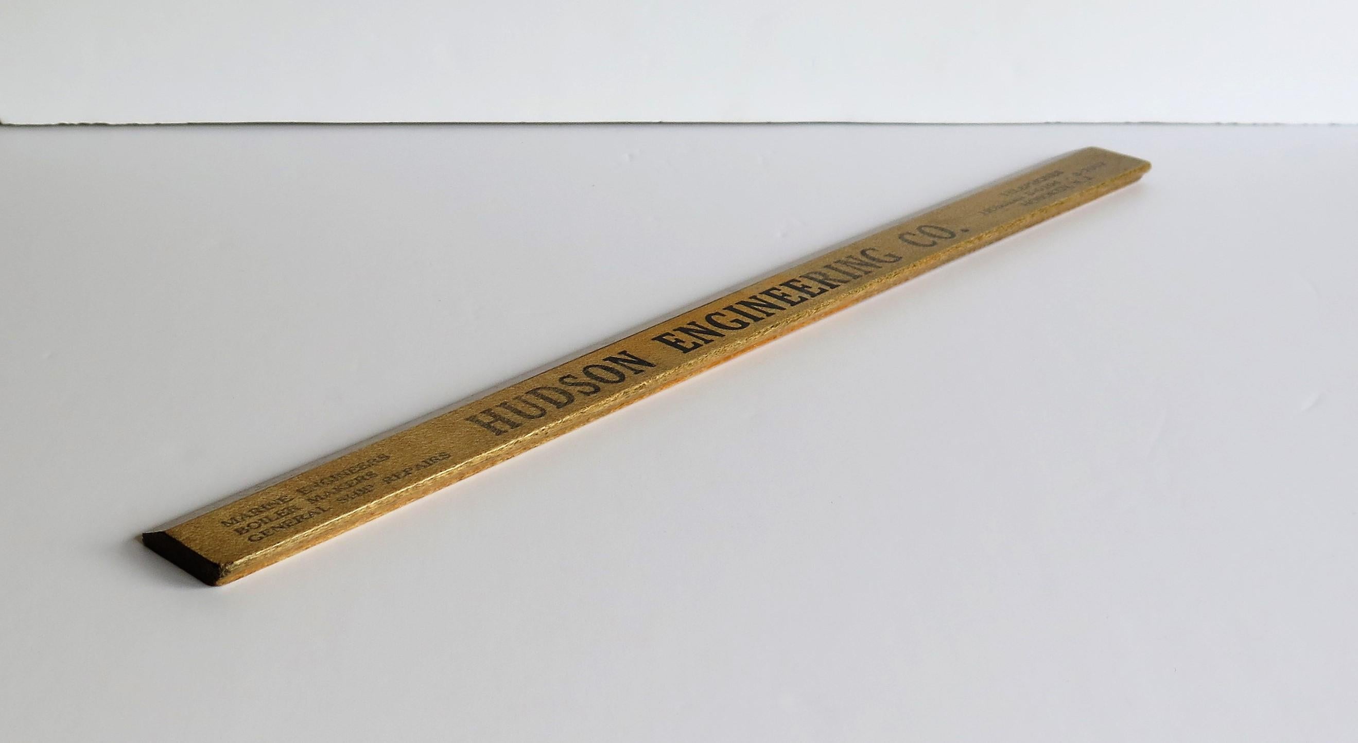 Hardwood Ruler for Hudson Engineering NJ by Geiger Bros Newark US, Ca 1920 For Sale 7