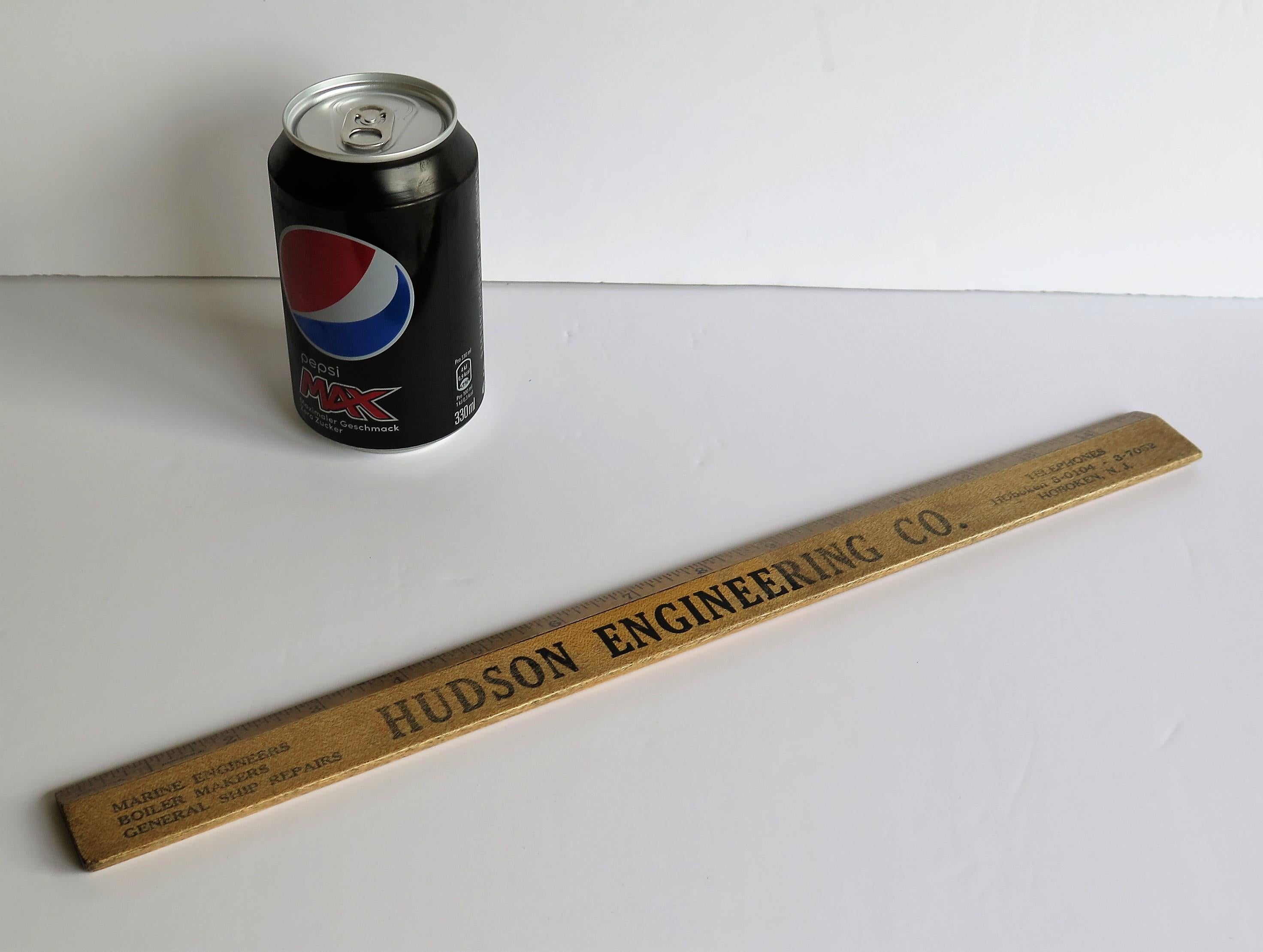 Hardwood Ruler for Hudson Engineering NJ by Geiger Bros Newark US, Ca 1920 For Sale 9