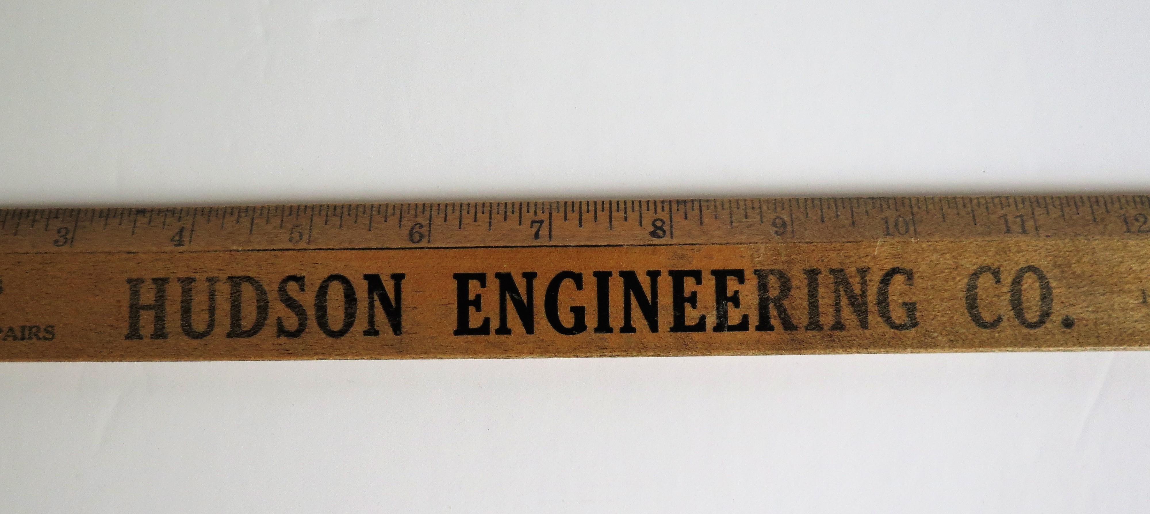 20th Century Hardwood Ruler for Hudson Engineering NJ by Geiger Bros Newark US, Ca 1920 For Sale