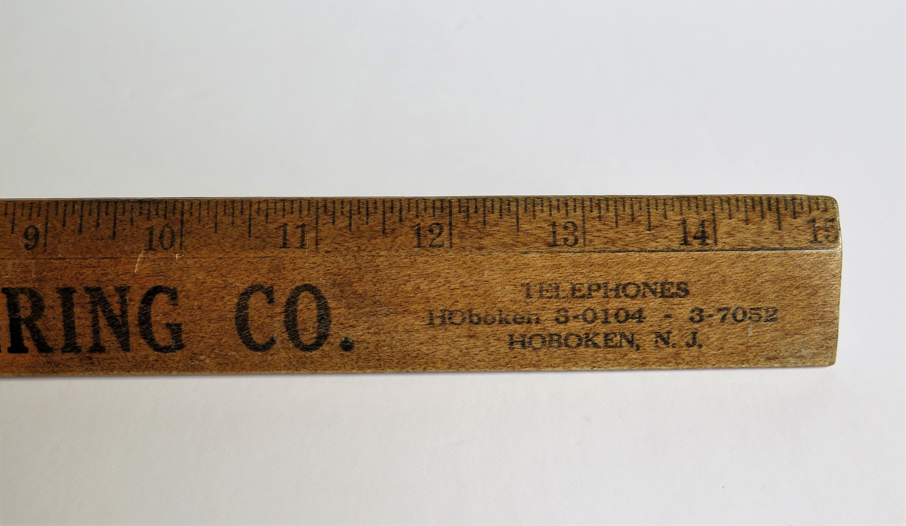 Wood Hardwood Ruler for Hudson Engineering NJ by Geiger Bros Newark US, Ca 1920 For Sale