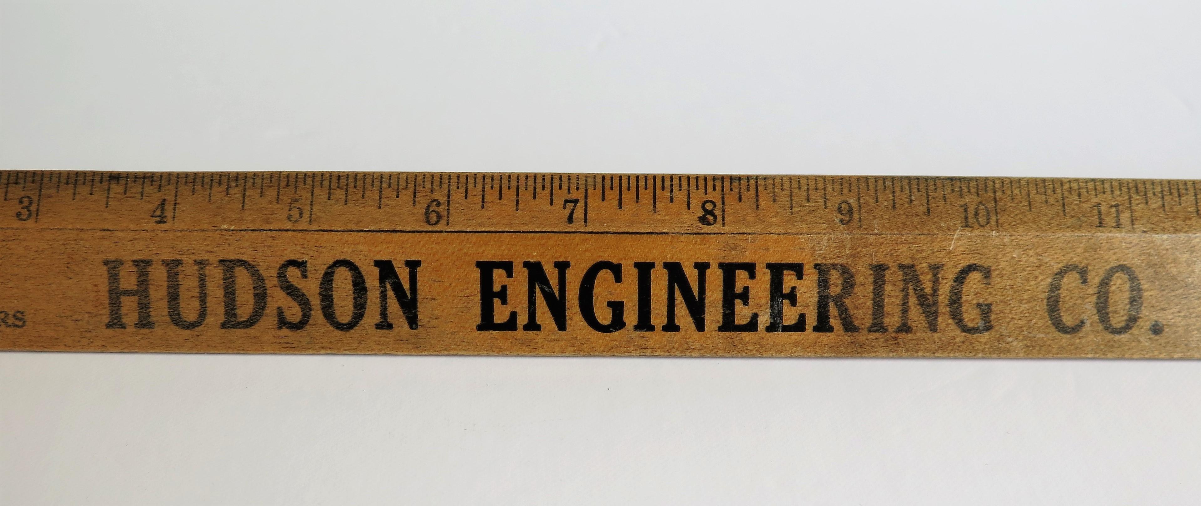Hardwood Ruler for Hudson Engineering NJ by Geiger Bros Newark US, Ca 1920 For Sale 1