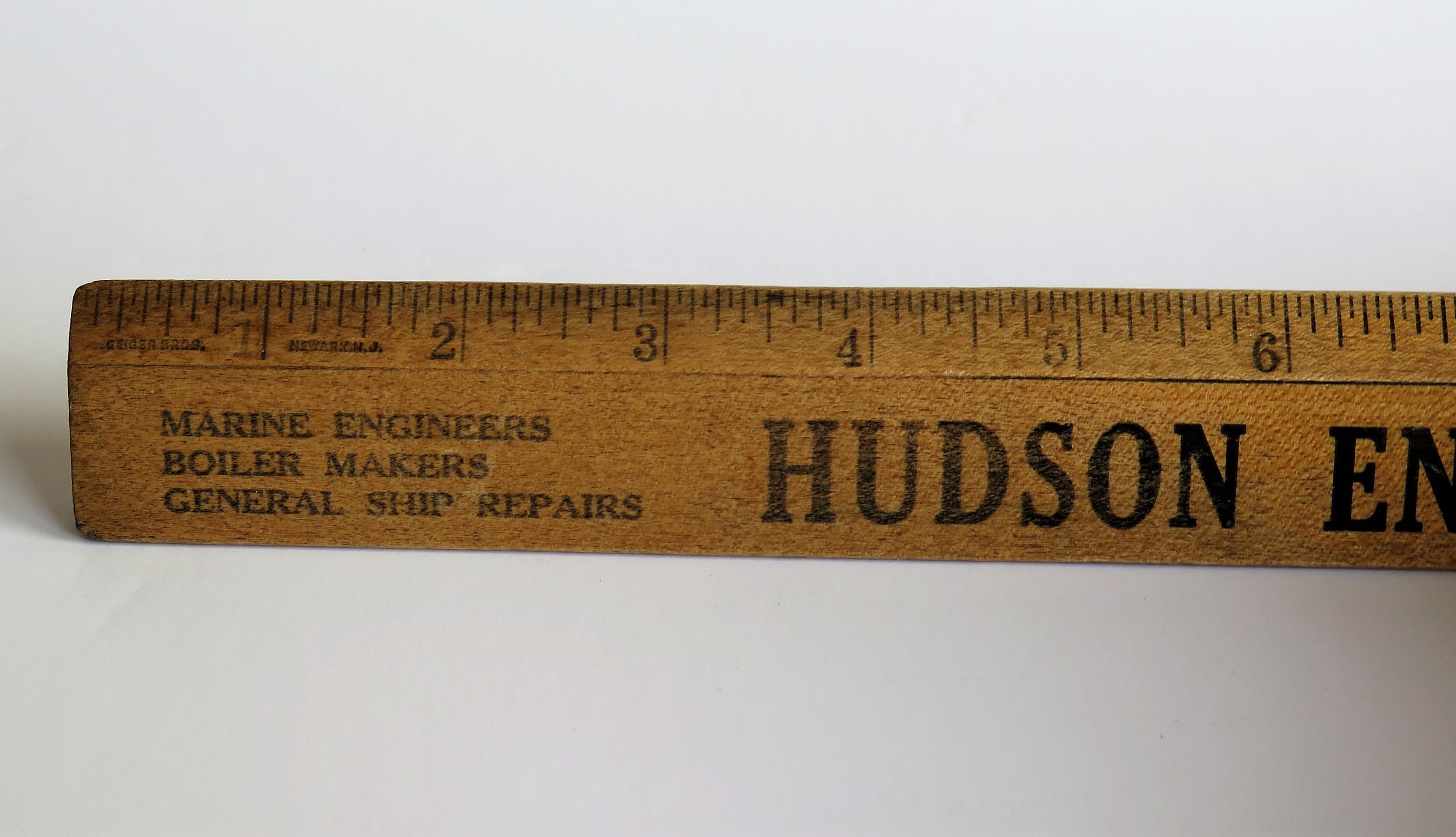 Hardwood Ruler for Hudson Engineering NJ by Geiger Bros Newark US, Ca 1920 For Sale 2