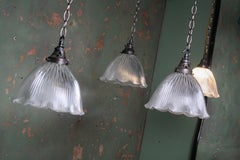 Early 20th Century Edwardian Holophane Fluted Pendant Light