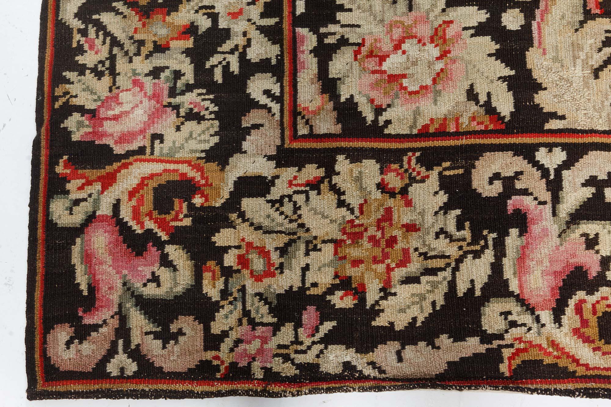 Early 20th Century Russian Bessarabian Floral Rug For Sale 2