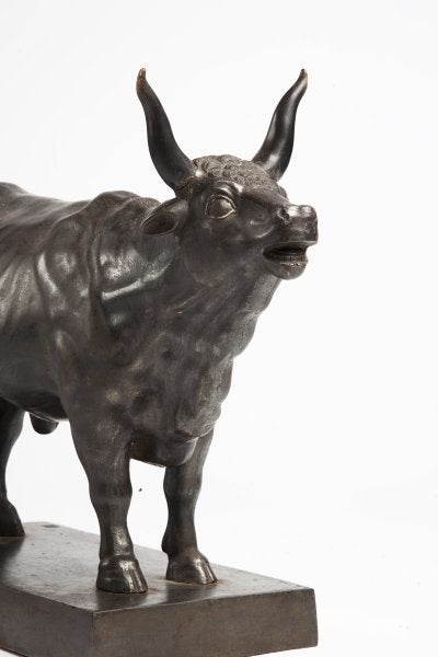 Horn Early 20th Century Russian Iron Sculpture Depicting a Bull