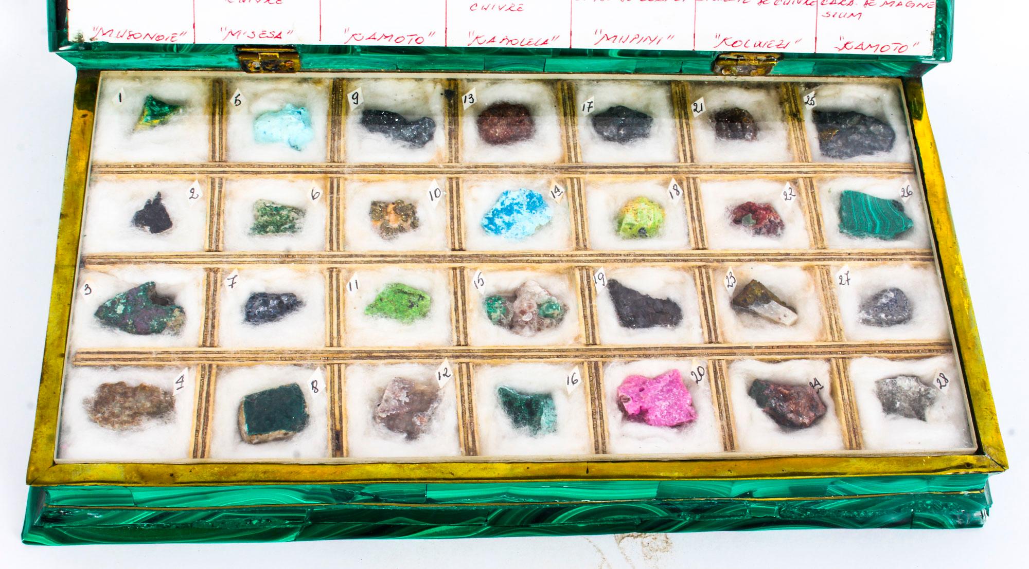 Early 20th Century Russian Malachite Book Form Box with Mineral Specimens 1