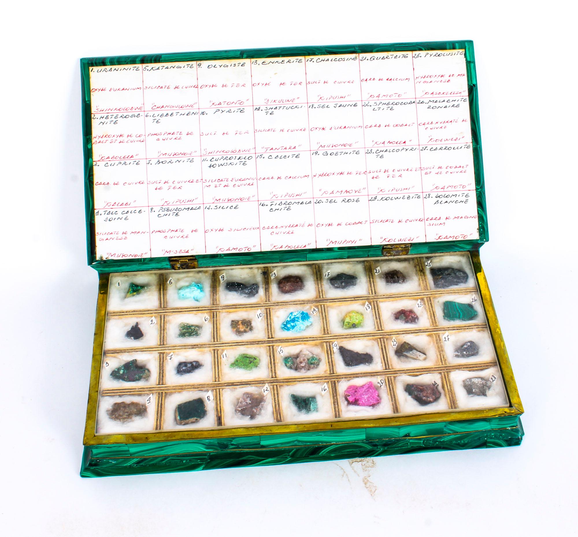 Early 20th Century Russian Malachite Book Form Box with Mineral Specimens 5