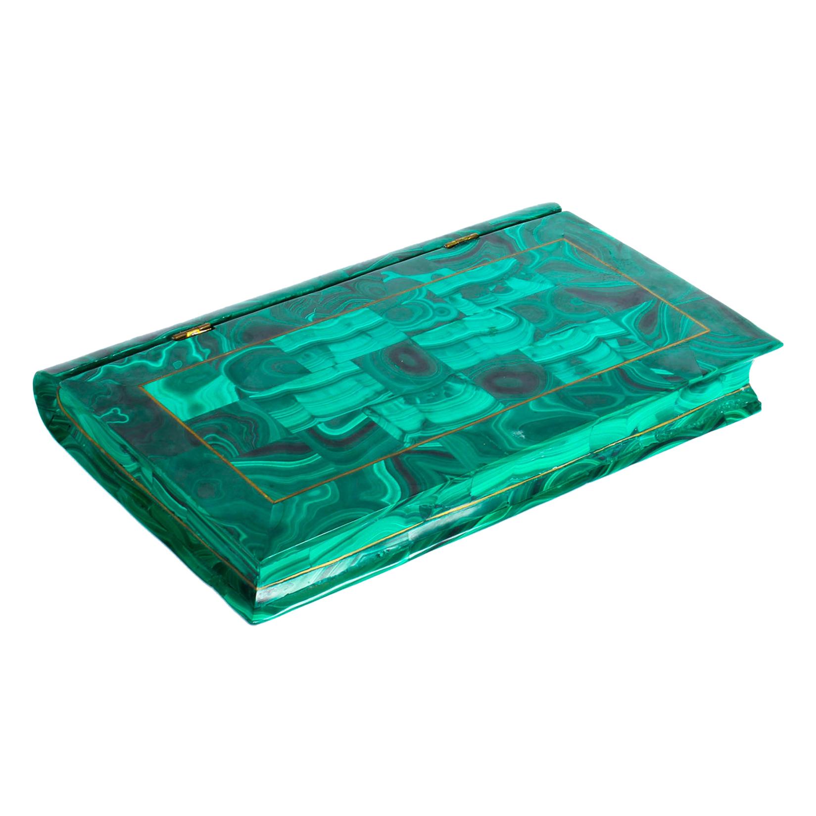 Early 20th Century Russian Malachite Book Form Box with Mineral Specimens