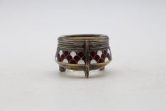 Early 20th Century Russian Silverplate, Champleve, and Glass Salt Dip
