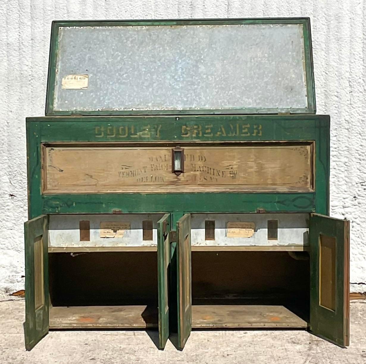 Early 20th Century Rustic A.H. Reid Creamery Cabinet For Sale 4